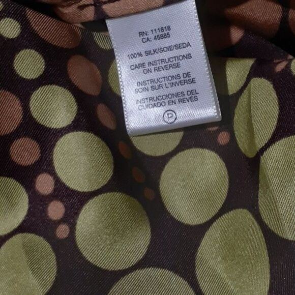 Michael Kors Women's Tunic Dress Green Brown Polka Dot Balloon Sleeves  Small - Picture 8 of 8